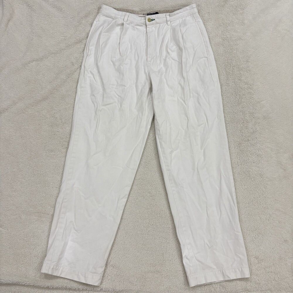 Tommy Hilfiger Pants Mens 34x32 Cream Khakis Pleated Vintage Preppy